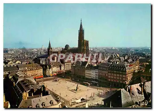 Moderne Karte Strasbourg Bas Rhin La place Klebar et la Cathedrale