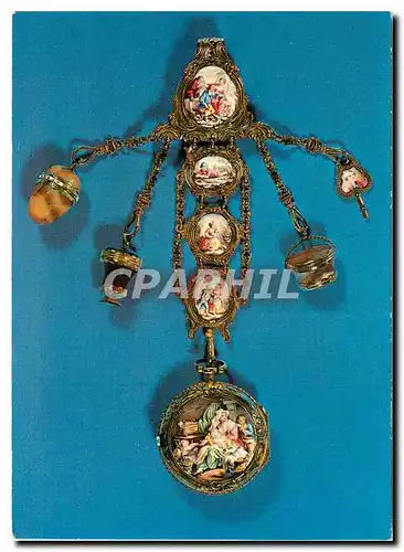 Cartes postales moderne Geneve Musee de l'Horlogerie Montre avec sa chatelaine par Baillon a Paris