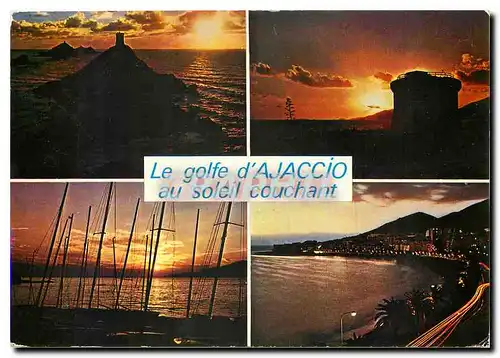 Moderne Karte Charmes et Couleurs de la Corse Le Golfe d'Ajaccio au soleil couchant
