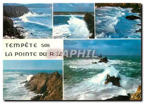 Moderne Karte La Bretagne en Couleurs Tempete sur la Pointe du Raz