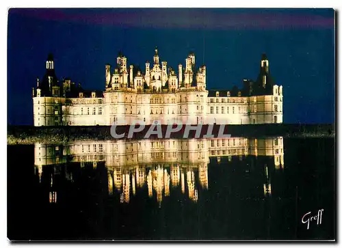 Cartes postales moderne Les Chateaux de la Loire Chambord Loir & Cher Facade nord illuminee