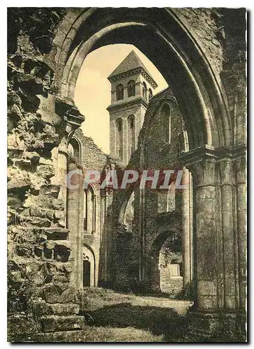 Moderne Karte Abbaye N D d'Orval Le clocher vu des ruines
