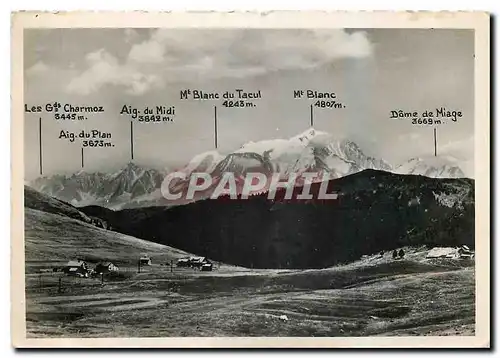 Cartes postales moderne Col des Aravis et le Mont Blanc Charmoz Aiguille du Midi Miage