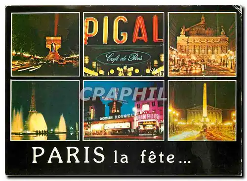 Cartes postales moderne Paris Les Champs Elysees L'Opera La Tour Eiffel Le Moulin Rouge La Place de la Concorde