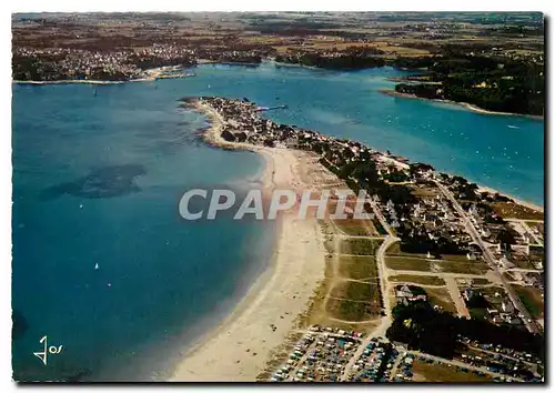 Moderne Karte La Bretagne en Couleurs L'Ile Tudy Finistere La plage vue d'avion ses campings et la riviere de