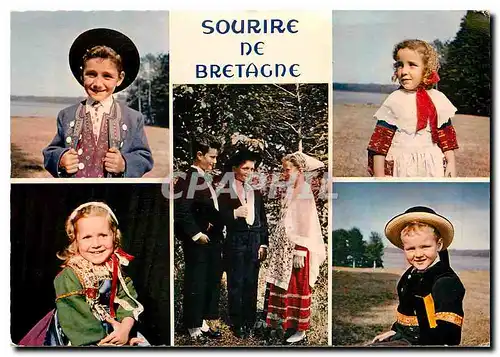 Cartes postales moderne Sourire de Bretagne Enfants en costume de Plougastel Locronan Guisseny Folklore Enfants