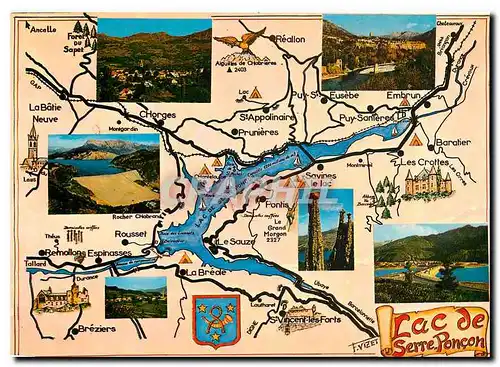 Cartes postales moderne Les Alpes Le Lac de Serre Poncon et ses environs Carte touristique