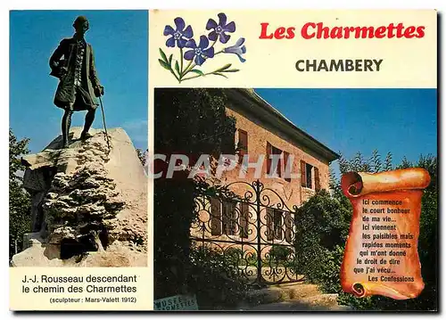 Moderne Karte Aux environs de Chambery Les Charmettes Maison de Campagne demeure de J J Rousseau et Mme de War