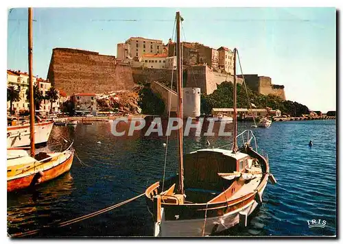 Moderne Karte Charmes et Couleurs de la Corse Calvi les Yachts devant la citadelle