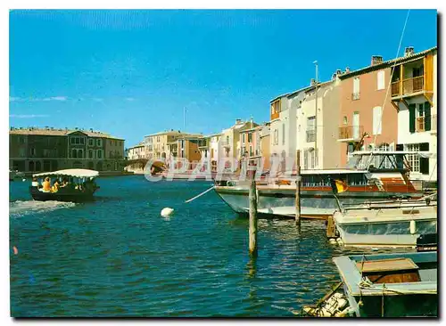 Moderne Karte Lumiere et Beaute de la Cote d'Azur Port Grimaud Cite Lacustre les bateaux a quai depart du coch