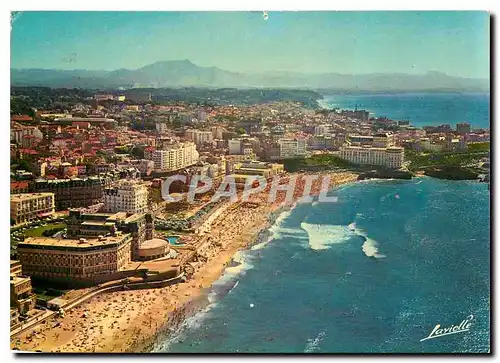 Moderne Karte Biarritz vue generale la Grande Plage et les Casinos