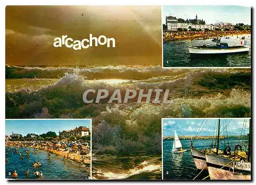 Cartes postales moderne Couleurs et Lumiere de France Arcachon Gironde le Casino et sa Plage Plage et Hotel de France le