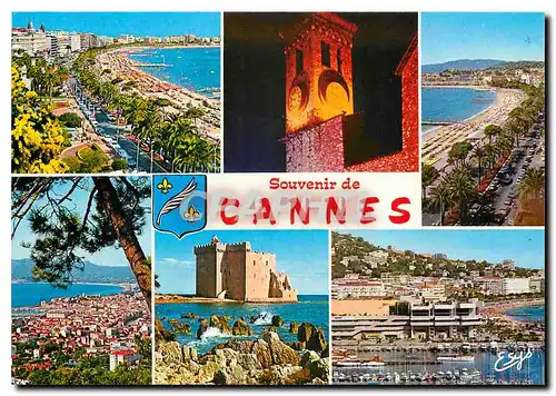 Cartes postales moderne La Cote d'Azur Cannes A M la Croisette et ses Places la Tour Horloge de Notre Dame de l'Esperanc