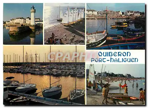Moderne Karte Quiberon le Phare de Port Haliguen le centre nautique le vieux port et le Nouveau Port de Plaisa