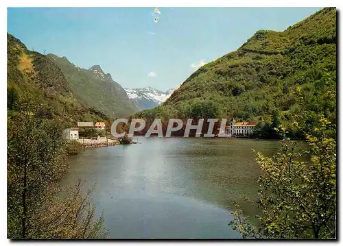 Cartes postales moderne Environs d'Ax les Thermes ariege le Chateau et le Lac d'Orgeix au fond le Cirque et la Dent d'Or