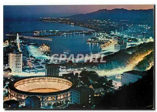 Cartes postales moderne Malaga vue partielle la nuit