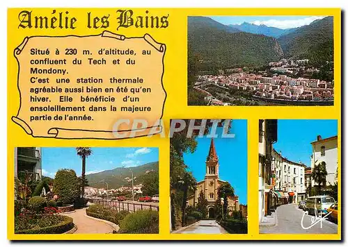 Cartes postales moderne Amelie les Bains vue generale entree de la ville l'eglise rue des Thermes