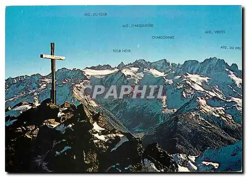 Moderne Karte Panorama vu de la pointe du Luisin avec le glacier du Trient et le glacier des Grands