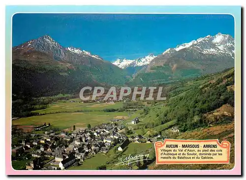 Moderne Karte Regard sur les Pyrenees Hautes Pyrenees la Vallee d'Azun et les Villages d'Aucun Marsous Arrens