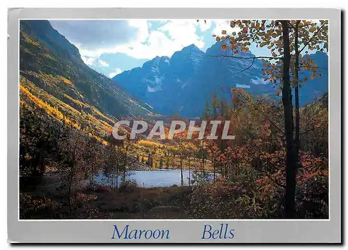 Cartes postales moderne Maroon Lake and Maroon Bell Peaks Autumn White River National Forest near Aspen Colorado