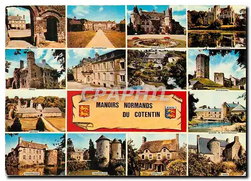 Moderne Karte Manoirs Normands du Cotentin Le Rozel Flamanville Tourlaville Bricquebec Pirou Gratot Chatneloup