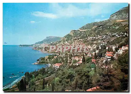 Cartes postales moderne Roquebrune Cote d'Azur vue generale au fond Monaco