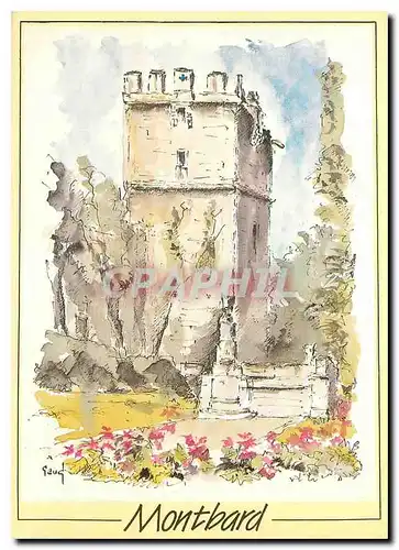 Cartes postales moderne Montbard Cote d'Or la Tour de l'Aubespin aquarelle de G Audusseau