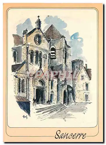 Cartes postales moderne Sancerre Cher l'eglise Aquarelle de G Audusseau