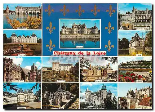 Cartes postales moderne Les Chateaux de la Loire Chenonceau Cheverny Chambord Amboise Azay Chaumont