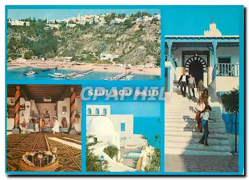 Cartes postales moderne Sidi Bou Said Tunisie le Port et les cafes