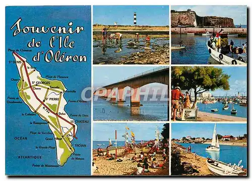 Moderne Karte La Cote Atlantique Souvenir de l'Ile d'Oleron Charente Maritime