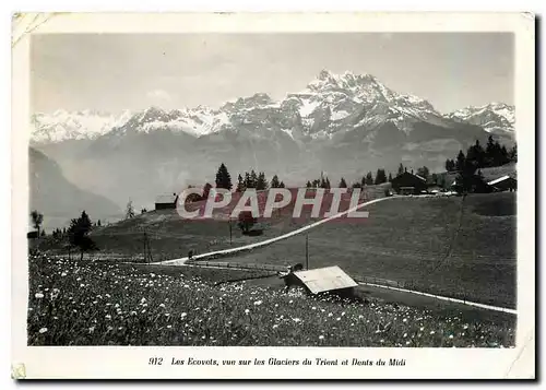 Moderne Karte Les Ecovats vue sur les Glaciers du Trient et Dents du Midi