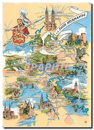 Moderne Karte Normandie La Suisse Normande