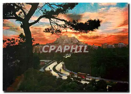 Cartes postales moderne Athenes Couche de Soleil de l'Acropole