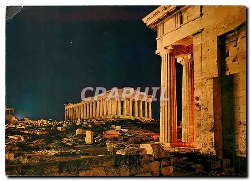 Cartes postales moderne Athenes L'Acropole Le Parthenon illuminee