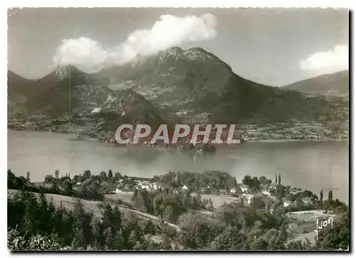 Moderne Karte Lac d'Annecy Hte Savoie Talloires a l'ombre de la montagne se refletant dans la Lac