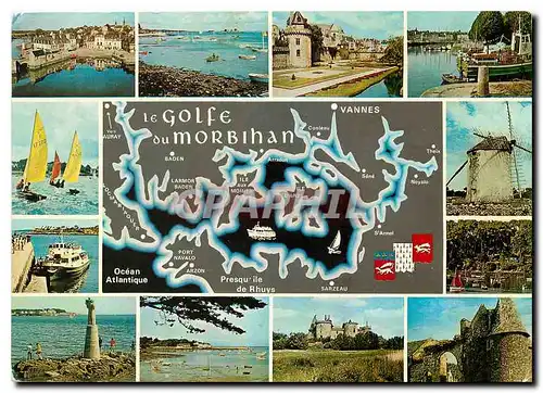 Moderne Karte La Bretagne Pittoresque De la Mer et des Bois Golfe du Morbihan