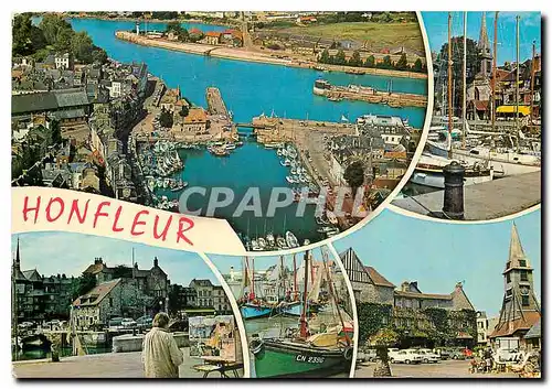 Cartes postales moderne Honfleur Calvados Le Vieux Basin Le port La place Sainte Catherine