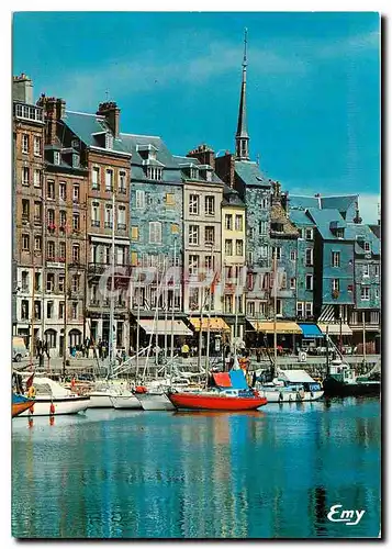 Cartes postales moderne Honfleur Calvados Le vieux bassin et les facades typiques