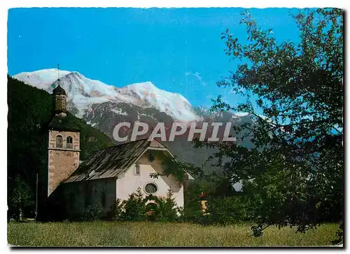 Cartes postales moderne Servoz Hte Savoie L'Eglise Au fond le Mont Blanc