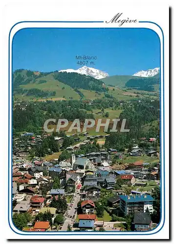 Cartes postales moderne Megeve Hte Savoie Centre du village et le Mont Blanc