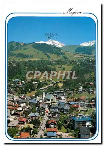 Moderne Karte Megeve Hte Savoie Centre du village et le Mont Blanc