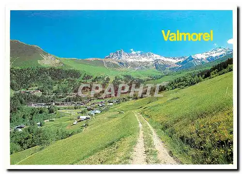 Moderne Karte Valmorel Savoie France Vue generale de la station
