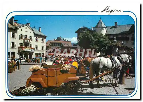 Cartes postales moderne Megeve Hte Savoie Les traineaux plave de l'Eglise