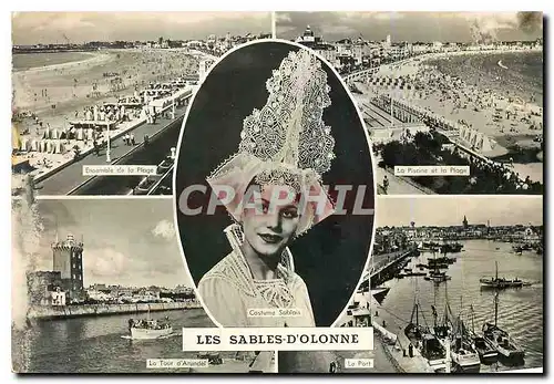 Cartes postales moderne Les Sables d'Olonne Ensemble de la plage La Tour d'Arundel La piscine et la plage Le Port Bateau