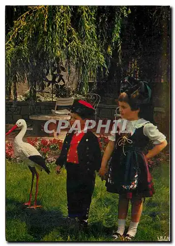 Ansichtskarte AK L'Alsace Pittoresque Terre de legendes et de traditions Cigogne Enfants Folklore