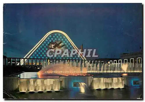 Cartes postales Exposition Universelle de Bruxelles Facade du grand palais et fontaines La nuit