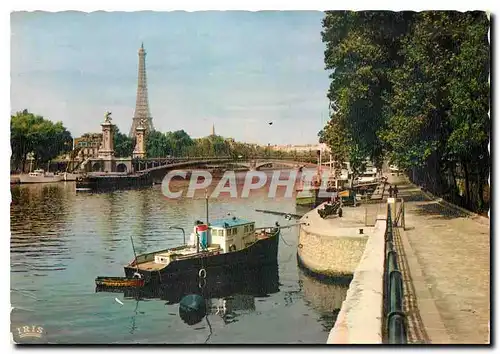 Ansichtskarte AK Paris Les Quais de la Seine vers le Pont Alexandre III Tour Eiffel Bateau