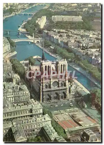 Cartes postales moderne Paris Vue aerienne La facede de Notre Dame et la Seine