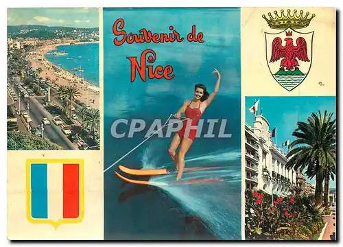 Moderne Karte La Cote d'Azur Souvenir de Nice Ski nautique